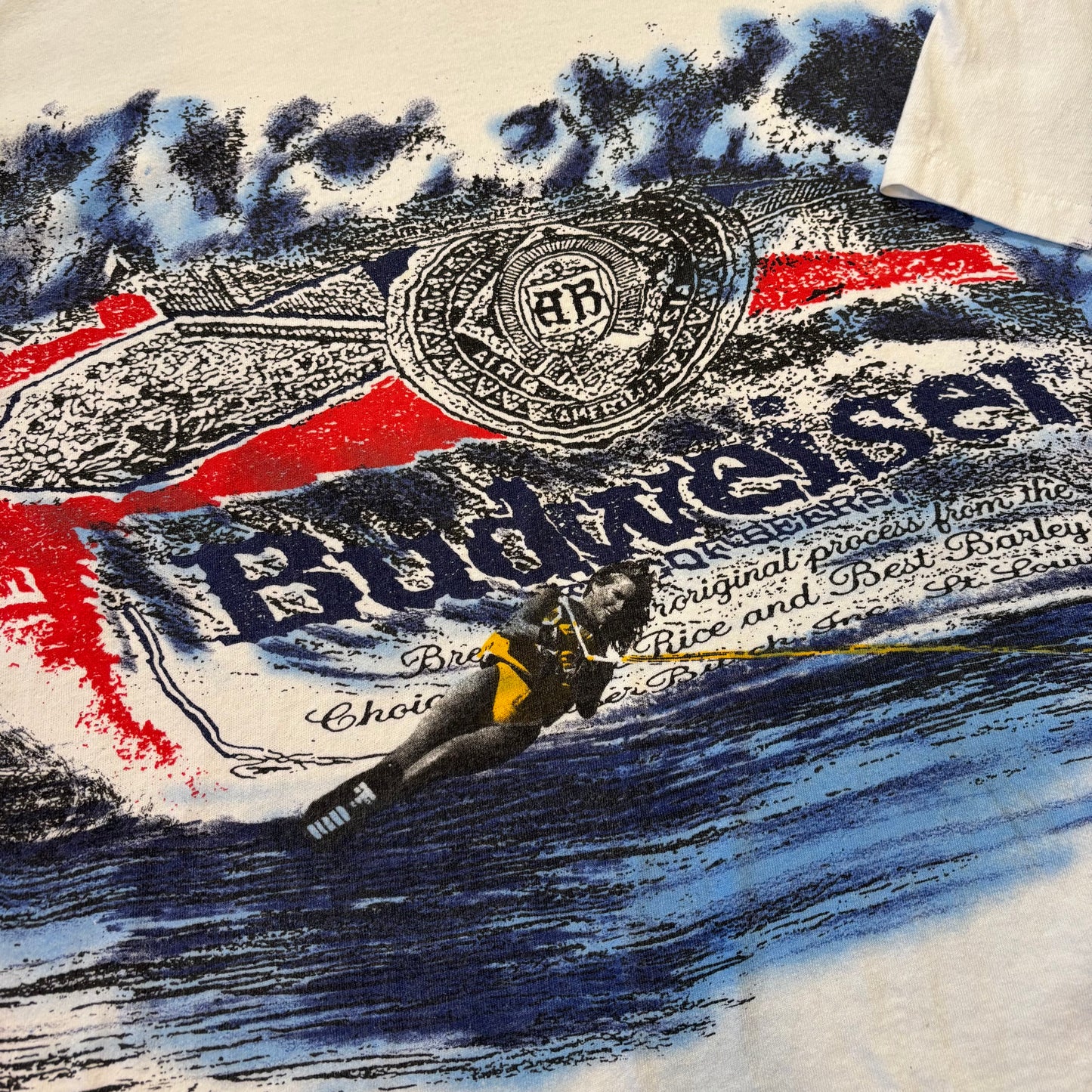 Rare 90s Budweiser Kite Surfing Wrap Around T-Shirt - XL