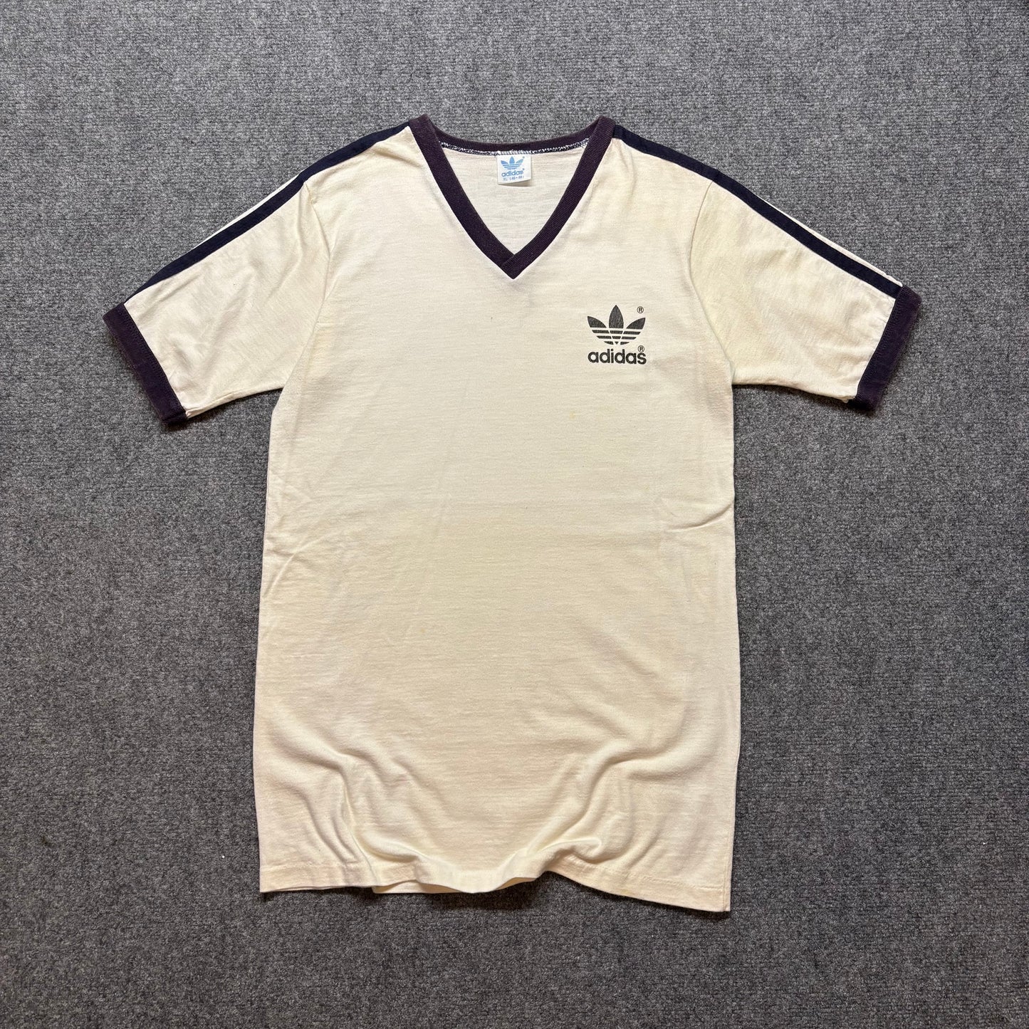 Women’s 1980s Adidas V-Neck Ringer Shirt - XL