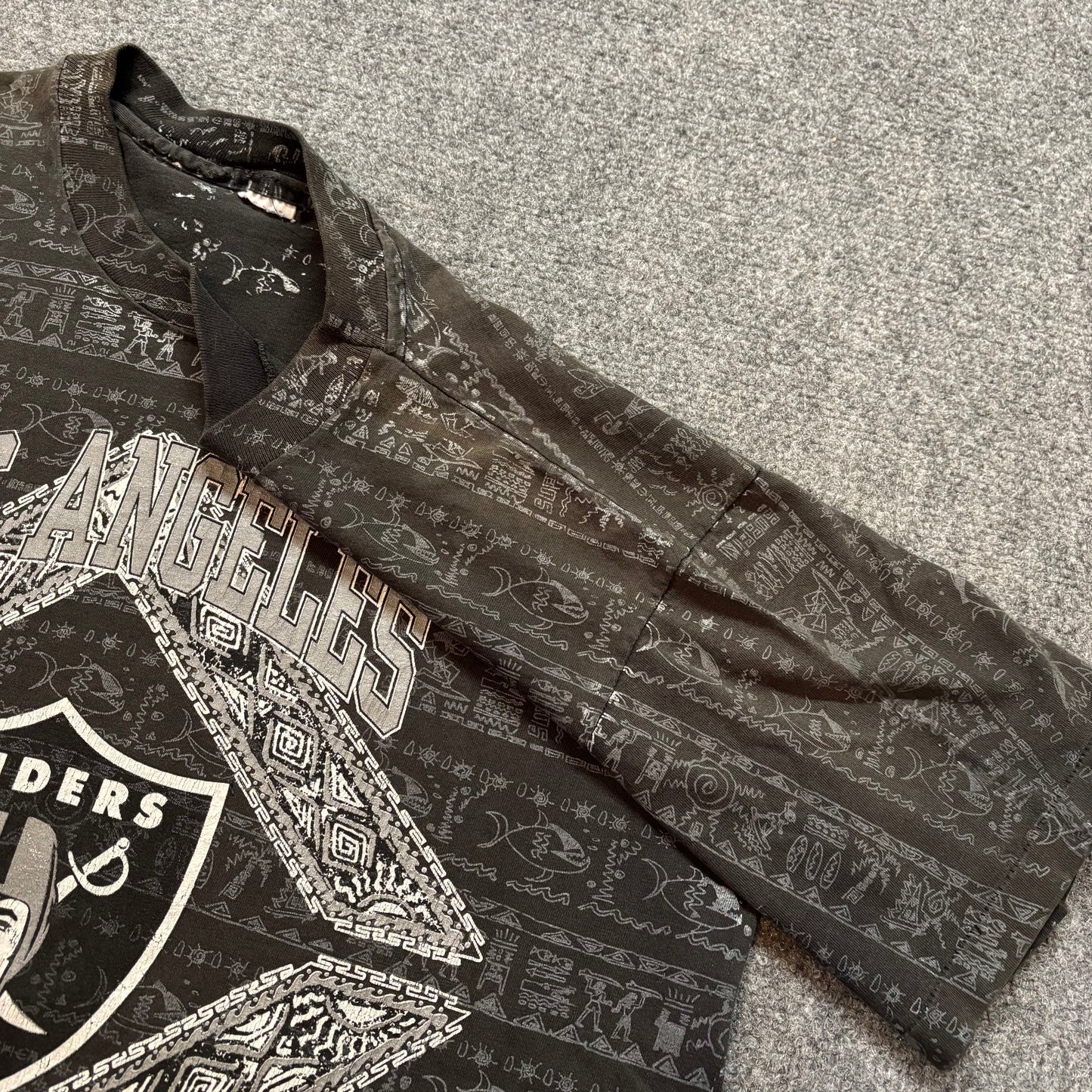 Rare 90s Los Angeles Raiders AOP Shirt - M