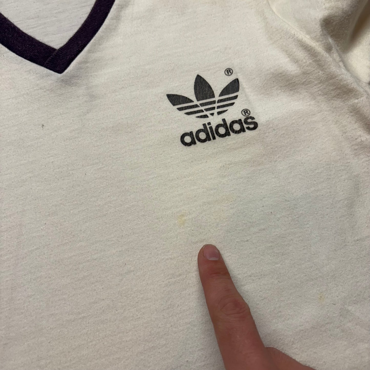 Women’s 1980s Adidas V-Neck Ringer Shirt - XL