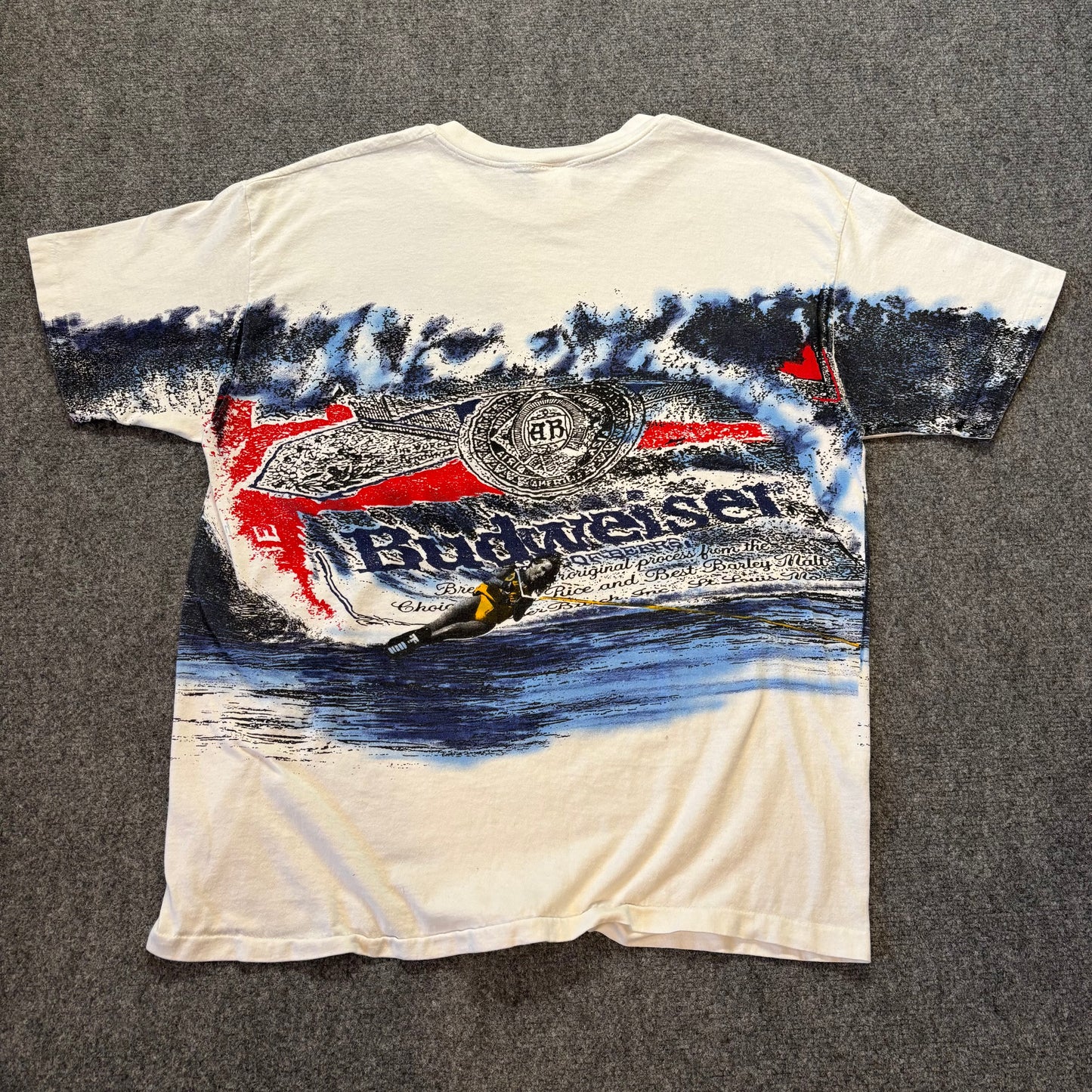 Rare 90s Budweiser Kite Surfing Wrap Around T-Shirt - XL