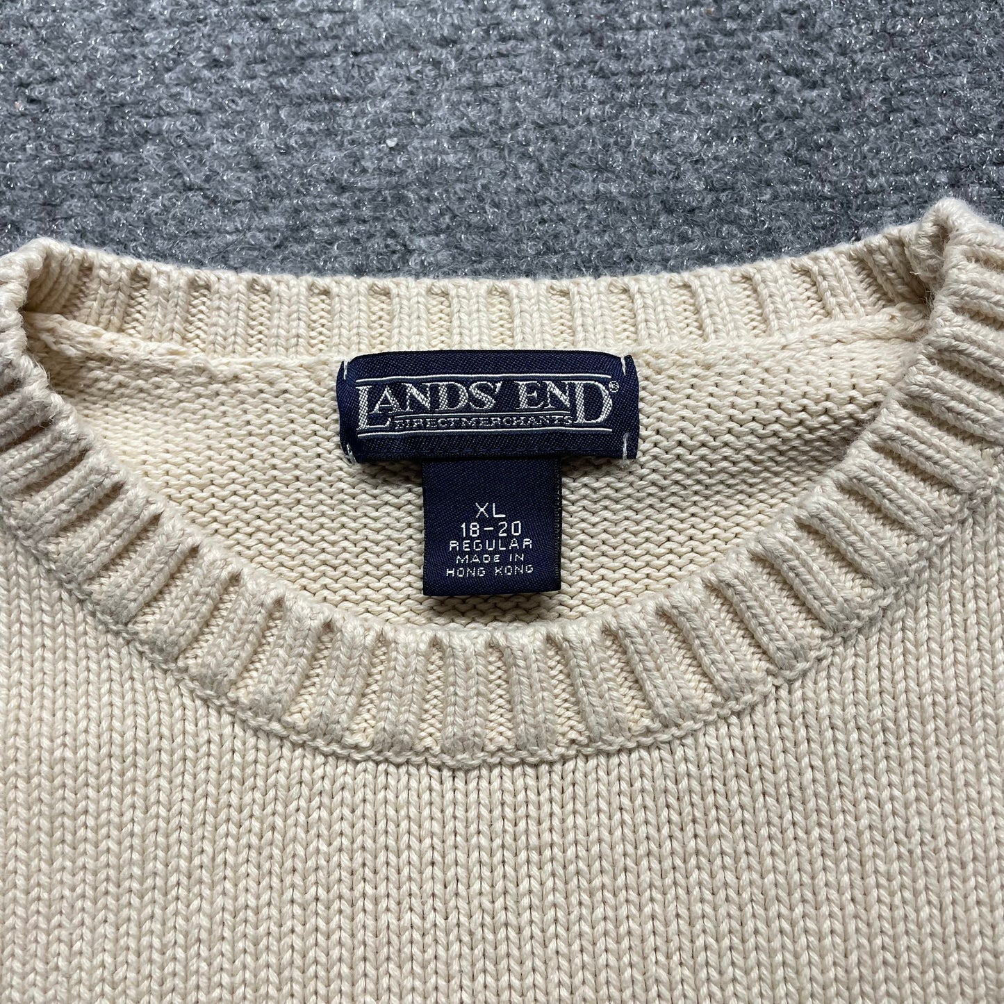 Vintage Lands End American Flag Knit Sweater - L