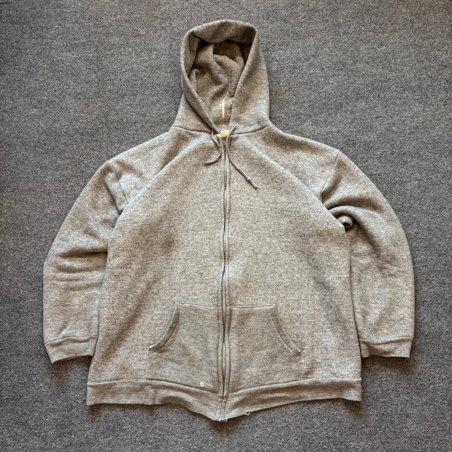 1970s Thermal Lined Zip Up Hoodie - L