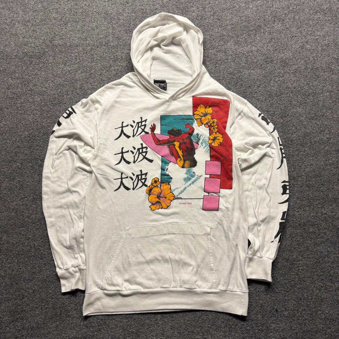 1980s East Coast Designs Surf-wear Lightweight Hoodie - M