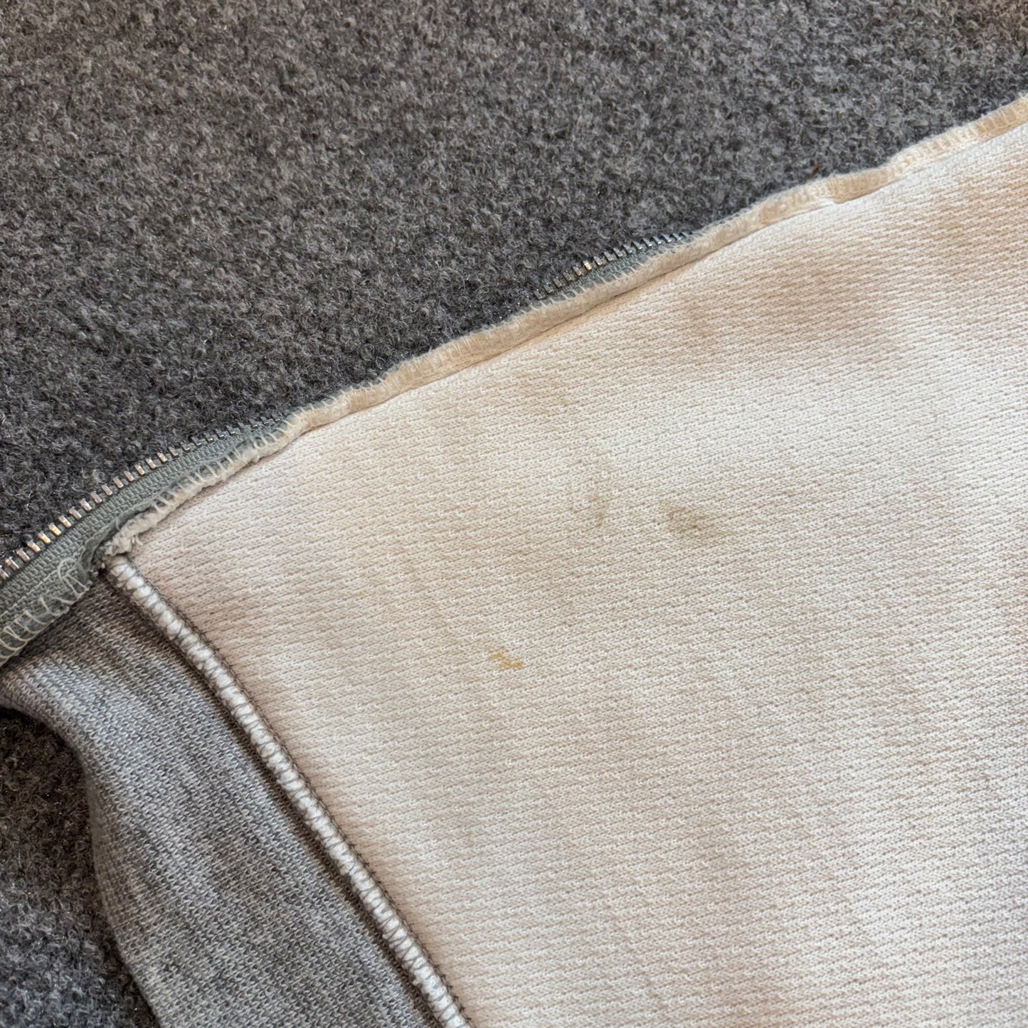 1970s Thermal Lined Zip Up Hoodie - L