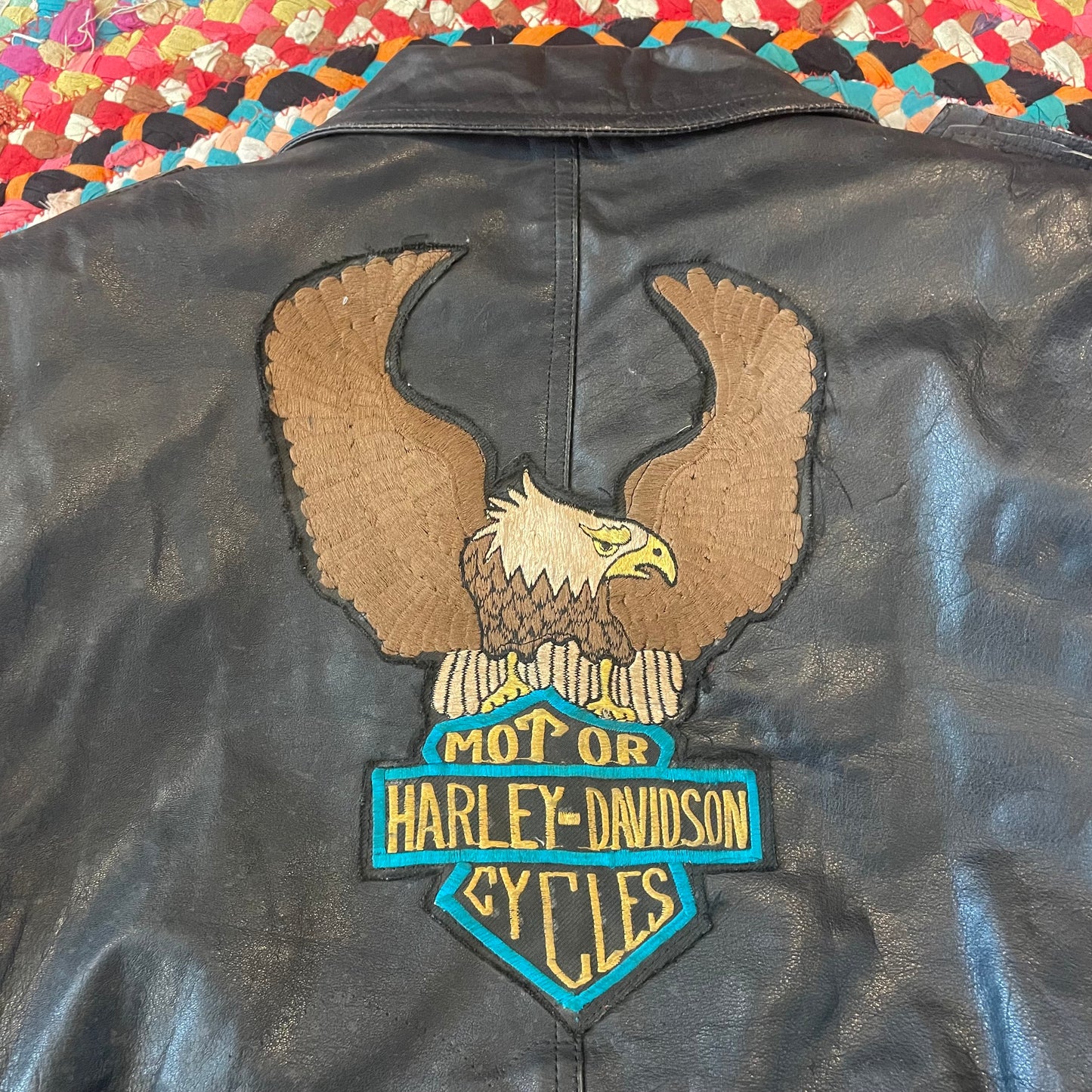 1980s Women’s Harley Davidson Patch Leather Jacket