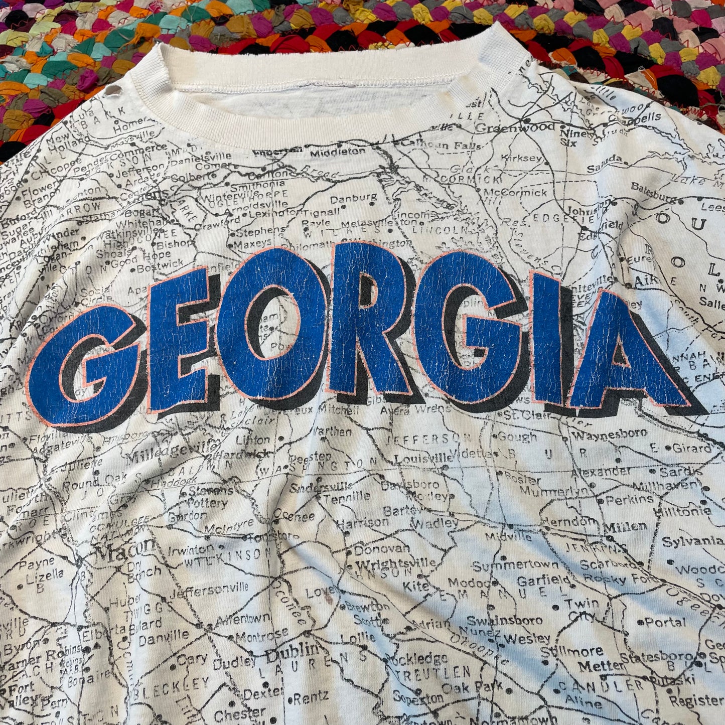 90s Georgia All Over Print Map T-Shirt