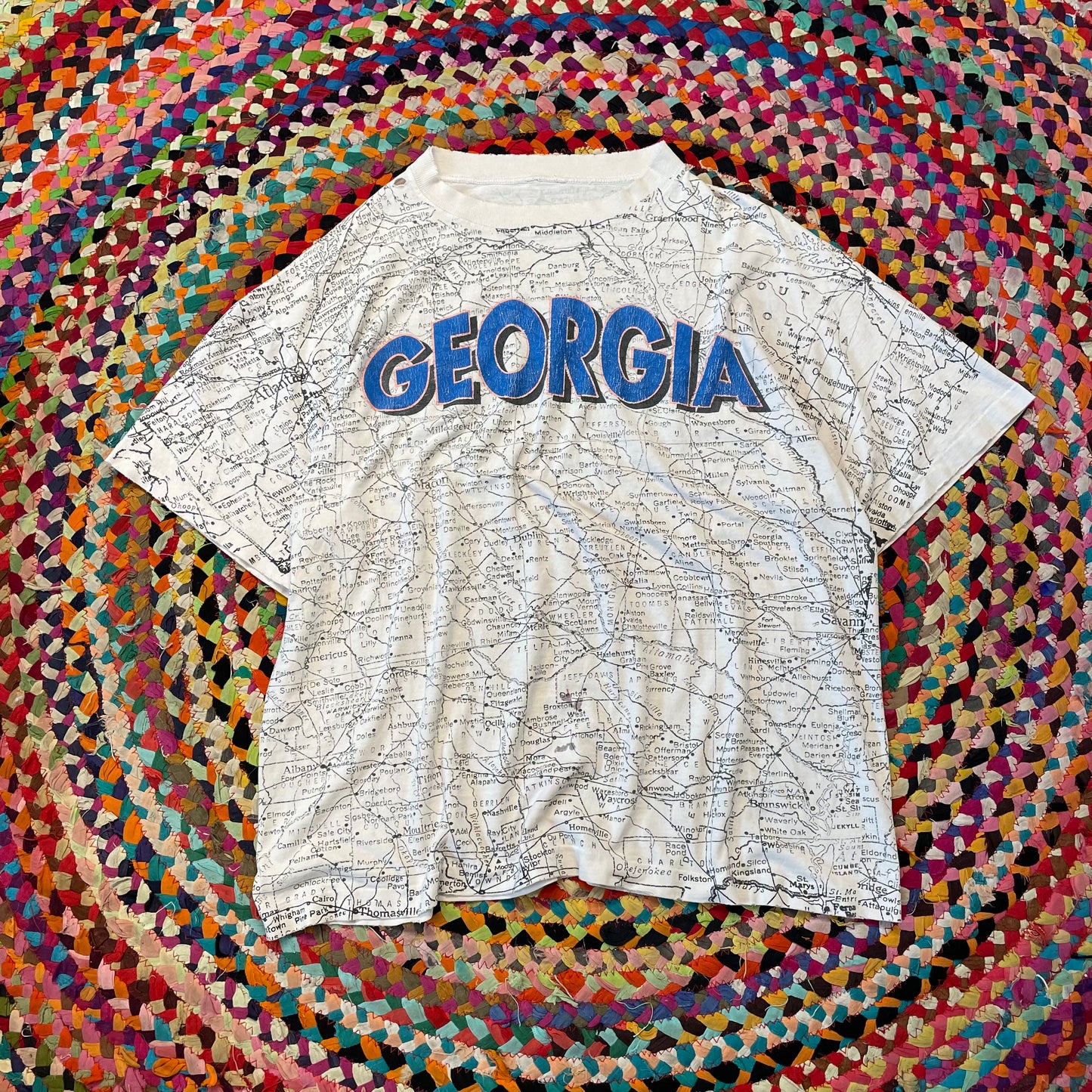 90s Georgia All Over Print Map T-Shirt