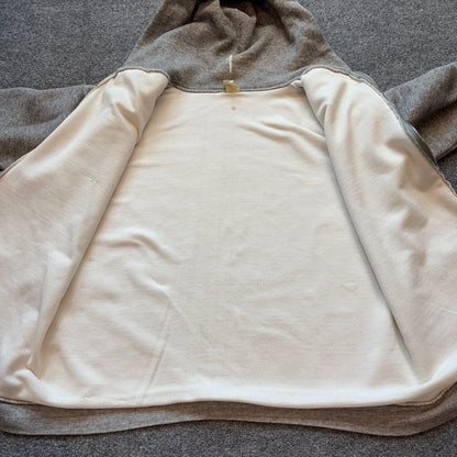 1970s Thermal Lined Zip Up Hoodie - L