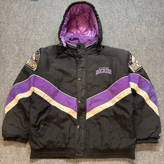 90s STARTER Colorado Rockies MLB Puffer Jacket - XL