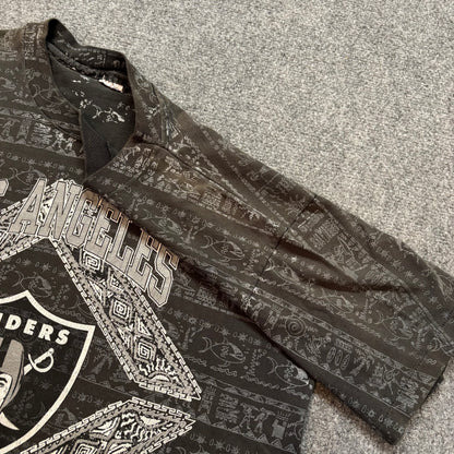 Rare 90s Los Angeles Raiders AOP Shirt - M