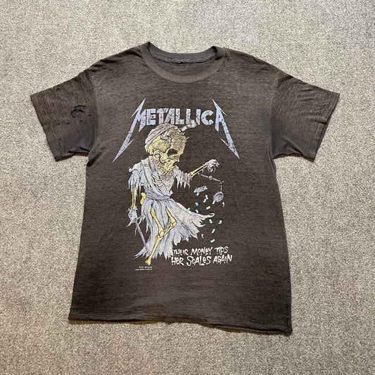 1980s Metallica “Their Money Tips Her Scales Again” Shirt - L