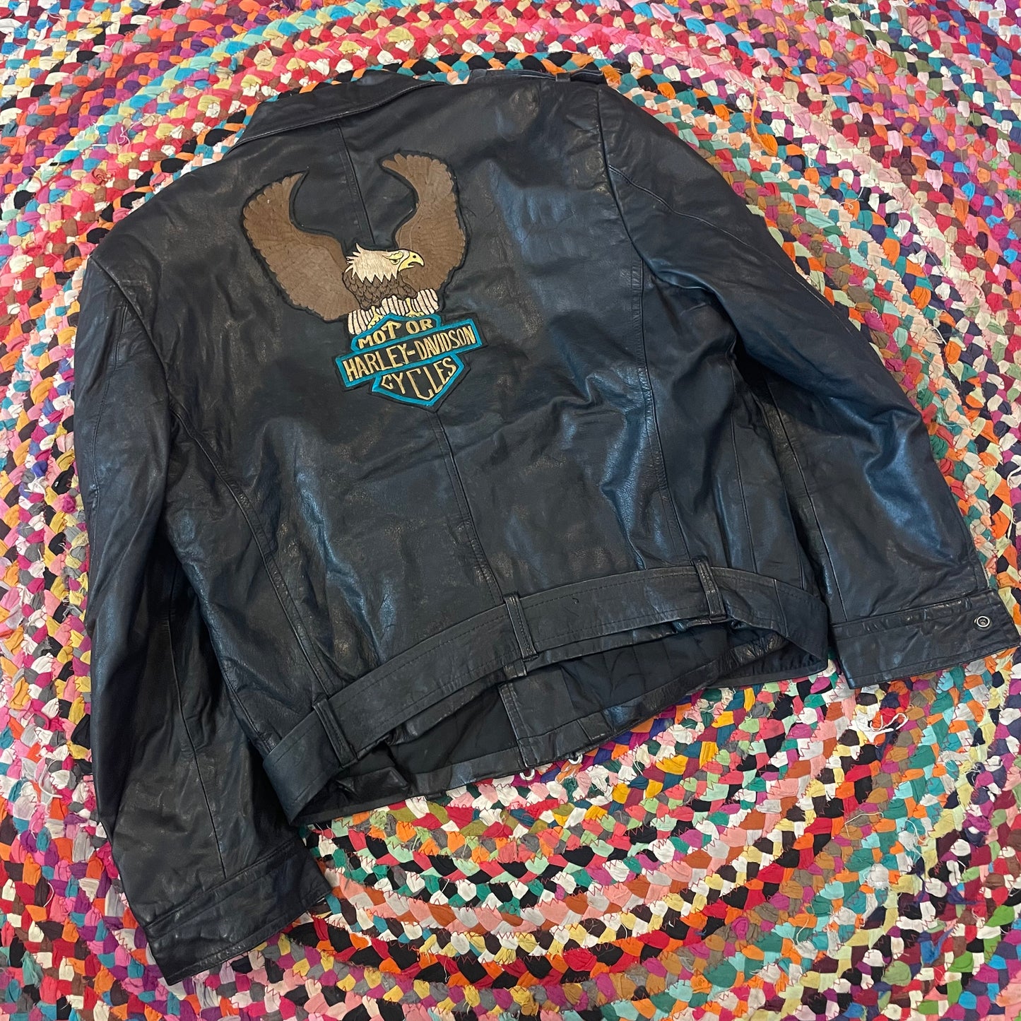 1980s Women’s Harley Davidson Patch Leather Jacket