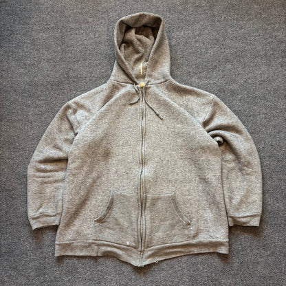 1970s Thermal Lined Zip Up Hoodie - L
