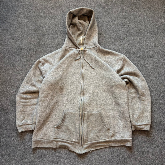 1970s Thermal Lined Zip Up Hoodie - L