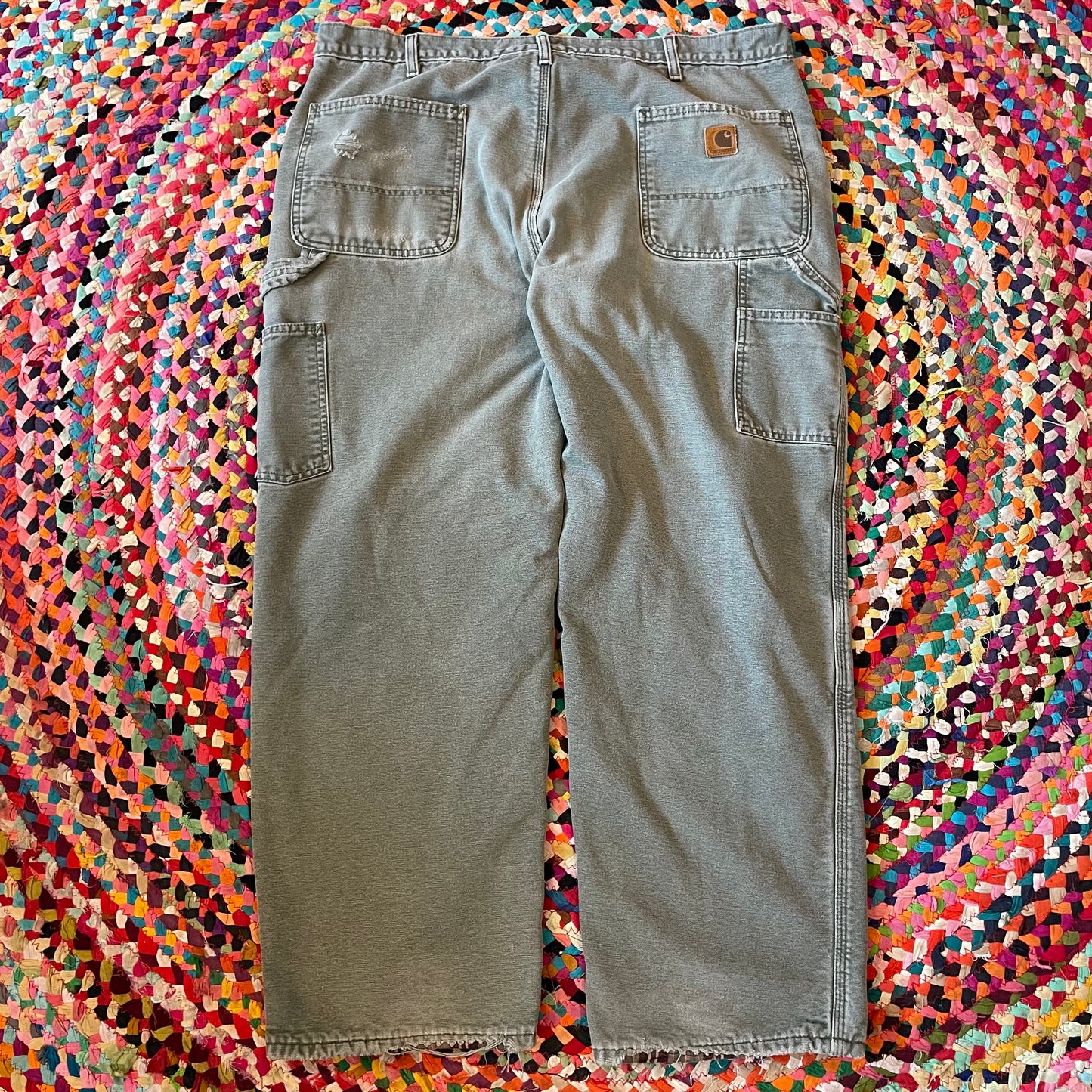 Faded/Distressed Carhartt Carpenter Flannel Lined Pants (40x30)