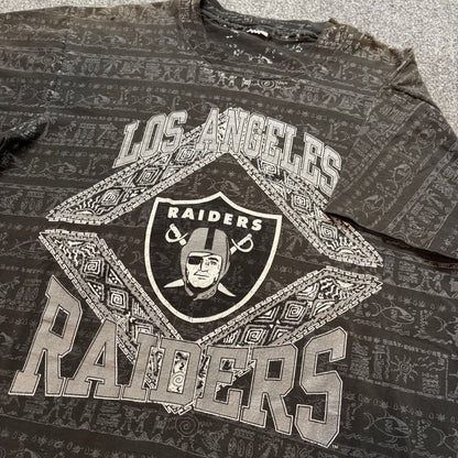 Rare 90s Los Angeles Raiders AOP Shirt - M